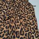 OYOANGLE Women's Leopard Print Elastic High Waist Wide Leg Pants Tie Front Pockets Loose Casual Trousers L