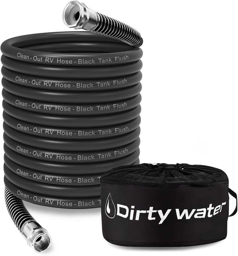 Camper & RV Black Water Hose - No-Kink Design Camper Sewer Hose - RV Accessories With Storage Bag - Perfect For Black Water, Gray Water, And RV Tank Cleaning, 75FT 5/8" Diameter