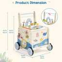 ROBUD Wooden Baby Push Walker, Marine Theme Learning Walking Toys, Adjustable Height Baby Walker with Decelerator, Montessori Toys for Baby Age 10 Months+, WRP23, L14.6 X W15.4 X H19.7 Inches