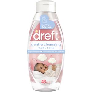 Dreft Baby Gentle Cleansing Fabric Rinse, 48 fl oz, Dermatologist Tested on Sensitive Skin, Odor Remover