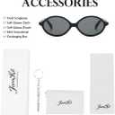 JOVAKIT Retro Vintage Fashion 90s Small Oval Frame Sun Glasses (Black/Grey)