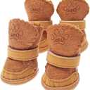 Puppy Snow Booties for Small Dogs, Chihuahua Booties for Winter, Tiny Cat Booties, Cat Shoes for Cold Weather Brown Label 2 (Label 2: Recommend Weight: 3.3-5.5 lbs (1.5-2.5kg))