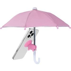 Cell Phone Umbrella for Sun Shade, Universal Adjustable Stand with Cute Piggy Suction Cup, Outdoor Anti-Reflective Glare Blocking Cell Phone Sun Visor, Pink, 2 Pack