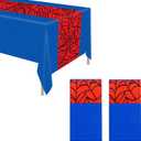 SAVITA 2pcs Spider Tablecloths, 54x108 Inch Blue and Red Spider Web Table Covers Plastic Rectangle Table Cloth for Kids Cartoon Theme Birthday Party Decorations Supplies