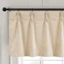 jinchan Velvet Valance Pinch Pleated for Windows Farmhouse Kitchen Valance 18 Inch Topper Curtain Living Room Laundry Small Window Curtain Room Darkening Back Tab 1 Panel Beige