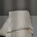 BEDELITE Fleece Throw Blanket for Couch - 300GSM Soft & Warm Fluffy Cream Blanket, Decorative and Giftable Striped Blankets for Women, Men, 50"x70"