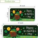 St. Patricks Day Rug Welcome Door mat 17x29 inch, Green Clover Lucky Door Mat for Front Door, Non-Slip Low Profile Indoor Outdoor Entryway Mat, Holiday Seasonal Home Decor (V3)