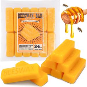 TRINIDa 24 oz Yellow Beeswax Bars, Natural Organic Beeswax Block 24 PCS, Bees Wax Candle Making, Beeswax for Candle Making, Bees Wax Making for Skincare, Lip Balms, Lotions, DIY Cosmetic Grade Gift
