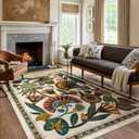 Zealude Egypt Floral Washable Area Rugs for Living Room 5x7 Boho Large Vintage Beige Bedroom Dining Room Rug,Non Slip Soft Throw Carpet for Entryway Kitchen Office Hardwood Playroom (5 x 7)