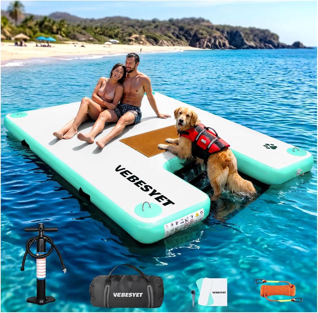 Inflatable Floating Dock for Adults & Dogs, 6-Inch Platform 5ft × 6ft × 6"