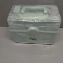 Plastic Family First Aid Box, Empty Emergency Medical Organizer, 3 Layers Portable Medicine Storage Container with Handle for Art Craft and Family, Office and Travel (Green-Clear)