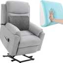Extra Large Lumbar Support Pillow for Recliner, 20"x14"x5.5" Back Support Cushions with Back Strap, 100% Foam High Supportive, Durable, Grey