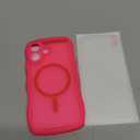 QVLANG Case for iPhone 16, Cute Wave Cover Case, Upgraded[Full Camera Protection][Compatible with Magsafe][Military Grade Protection][Translucent Matte] Phone Case for Women Girls, Hot Pink