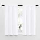 NICETOWN RV Curtains for Camper Windows, White Kitchen Window Drapes, Home Decoration Light Filtering for Small Window (34 Inches Wide by 40 Inches Long, 1 Pair)