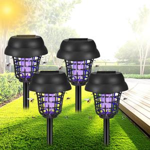 4 Pack Solar Bug Zapper Outdoor Waterproof, 2026 New Mosquito Zapper & Killer for Gnats, Flies, Insects, Solar Powered Bug Lights for Yard, Garden, Patio, Farm