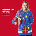 JOYIN Ugly Christmas Sweater Women Men Couples, LED Light Up Ugly Christmas Sweater Kids 2025 String LightsBlue