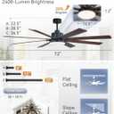 72 Inch Large Ceiling Fan with Remote, Indoor/Outdoor Industrial Ceiling Fan with Large LED Panel, Quiet Reversible DC Motor, 6-Speed, 3CCT, Black Ceiling Fans with Light for Patio, Livingroom, Garage Black, 72 Inch