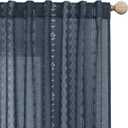 Navy Blue and White Patterned Curtains,Floral Boho Striped Print Farmhouse Winter Pattern Curtains for Living Room Bedroom 84 Inch Length