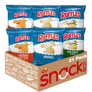 2 x  Ruffles Potato Chips, 3 Flavor Variety Pack, 1 oz Bags (Pack of 21),  EXP: Oct 6 2026
