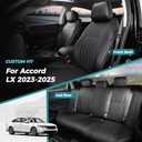 Custom for Honda Accord Seat Covers 2023 2024 2025 LX, Faux Leather Car Seats Cover Full Set (Rear Row W/Solid Folding Backrest)-Black