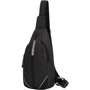 WATERFLY Small Crossbody Sling Backpack Anti Theft Backpack for Traveling Chest Bags for Men&Women Multipurpose Casual Daypack Hiking Shoulder Bag (Black)