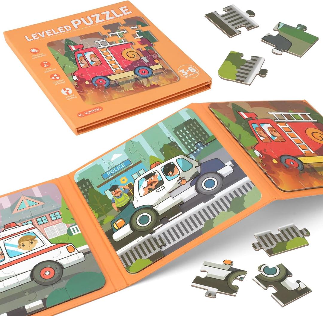 Magnetic Puzzles for Kids Ages 3-5, Wooden Jigsaw Puzzles Book for Preschool Toddlers, Travel Toys for 3-8 Year Old Board Games Boys and Girls