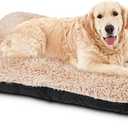 JOEJOY Large Dog Bed Crate Pad, Deluxe Plush Washable Dog Beds Fluffy Soft Kennel Pad Anti-Slip Pet Sleeping Mat for Extra Large Medium Small Dogs, 40" x 27", Beige