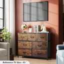 WLIVE 7 Drawer Dresser TV Stand, Entertainment Center, Media Console Table with Metal Frame and Wood Top for TV up to 45 inch, Chest of Drawers for Bedroom, Living Room, Rustic Brown Wood Grain Print, 11.8"D x 39.4"W x 30.5"H
