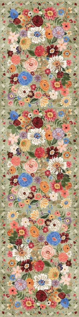 Rug for Hallways Kitchen Rug 2'6" x 14', Non Slip Washable Rugs with Rubber Backing Soft Floral Carpet Runner for Hallways, Kitchen, Laundry, Bedroom, Bathroom(2.6 x 14, Green Garden)