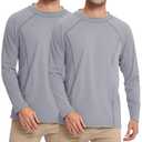 Bombrooster 2 Pack UPF 50+ Mens Swim Shirt Long Sleeve Rash Guard – Moisture Wicking, Cooling Nylon for Sun Protection & Outdoor Activities Light Gray pack of 2 (L/XL)