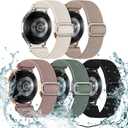 5 Pack Stretchy Bands Compatible with Samsung Galaxy Watch 7 6 5 4 FE Band 40mm 44mm 45mm/Watch 6 4 Classic 4 42mm 46mm 43mm 47mm/Active 2, 20mm Water-Resistant Elastic Nylon Sport Strap (Starlight/Milk Tea/Pink/Cactus/Black)