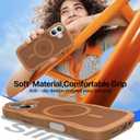 2 x Magnetic for iPhone 16 Case,[Compatible with MagSafe][Military-Grade Drop Protection][Anti-Yellowing] Shockproof Protective Translucent Matte Cover for iPhone 16 Phone Case,Brown