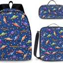 Truck Kids Backpack for School Boys, 3PCS Teen Boy Backpack with Lunch Box & Pencil Pouch Set, Shoulders Travel Daypack Lightweight School Bag Bookbag Set for Kindergarten Primary Middle School