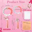 Sureio Breast Cancer Awareness Party Favors for Women Beaded Bracelet Pink Ribbon for Charity Fundraiser Inspirational Gifts (Multicolor)