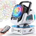2025 Upgraded Bubble Machine with Remote Control, Automatic Rotation & RGB Lights, 1800mAh Rechargeable Battery, Type-C Charge, Bubble Maker for Kids, Weddings, Birthday Parties, Outdoor Activities
