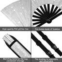 Glitter Large Rave Folding Clack Hand Fan with Holster for Men Women Handheld Fan for Festivals,Halloween,Rainbow Outfits,Disco Party,EDM,Burlesque,Drag Queen for Rave Accessories