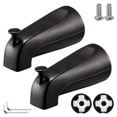 2 Pack Slip on Tub Spout with Diverter, Compatible with American Standard 8888026.002 Tub Spout, Bathroom Bathtub Faucet, Fits 1/2" Copper Water Tube(5/8" Dia), 5/32" Hex Wrench (Oil Rubbed Bronze)