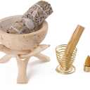 Natural Marble Incense Holder, Palo Santo and Sage Burner, Handmade Incense Burner for Smudging, Incense Burning, and Home Decoration (Cream)