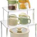 Acrylic Cabinet Organizer, Set of 2 Shelf Organizer, Spice Rack Organizer for Cabinet, Desk Countertop Organizer, Stackable Shelves for Pantry Kitchen Storage and Organization
