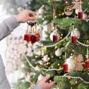 AKATVA Red Christmas Ornaments Set  Vintage Christmas Decor for Tree  Red Christmas Bells  Christmas Tree Ornaments for Holiday Season  Rustic Bells Hanging Ornaments  Set of 10 Pieces (10 pcs Round Shape)