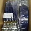 Liacere 150PCS Blue Plastic Plates - Gold Plastic Silverware with Blue Handle - Navy Disposable Plates Include 30 Guests Plates,Forks,Spoons,Knives for Hanukkah & New Year & Washington's Birthday