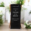 Father of the Bride Wedding Memorial Reserved Chair Sign Banner in Loving Memory of Parents Celebrating from Heaven Wedding Linen Memorial Sign Sympathy Gift for Loss Seat (Black)