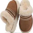 HHUQ Slippers for Women, Winter House Slippers Indoor Outdoor, Fuzzy Platform Slippers Womens (9-10, Chestnut)