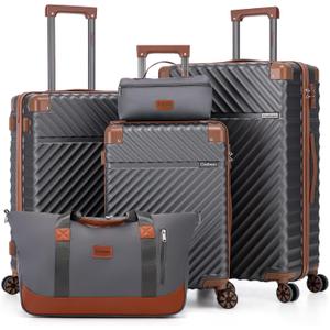 Cosbarn Luggage Sets 5 Pcs Suitcases with Wheels, (20/24/28/Db/Tb) ,Gray Luggage With TSA-Approved Lock,Lightweight ABS Travel Luggage,Large Suitcases,360° Spinner Wheels,For Men&Women
