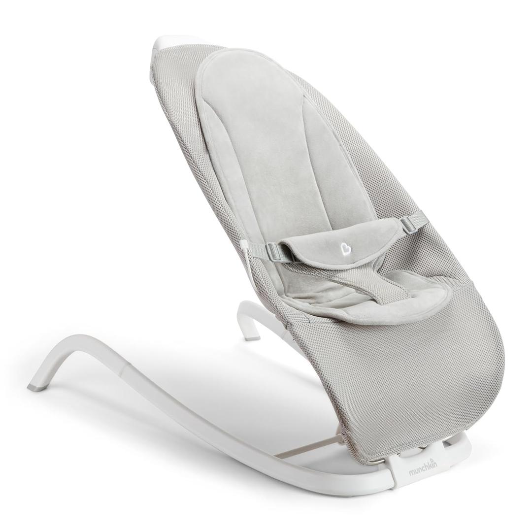 Munchkin Electric Baby Bouncer & Rocker with Digital Touch Display, Soothing Sounds & 3 Recline Positions - Automatic Bouncing & Rocking, Grey