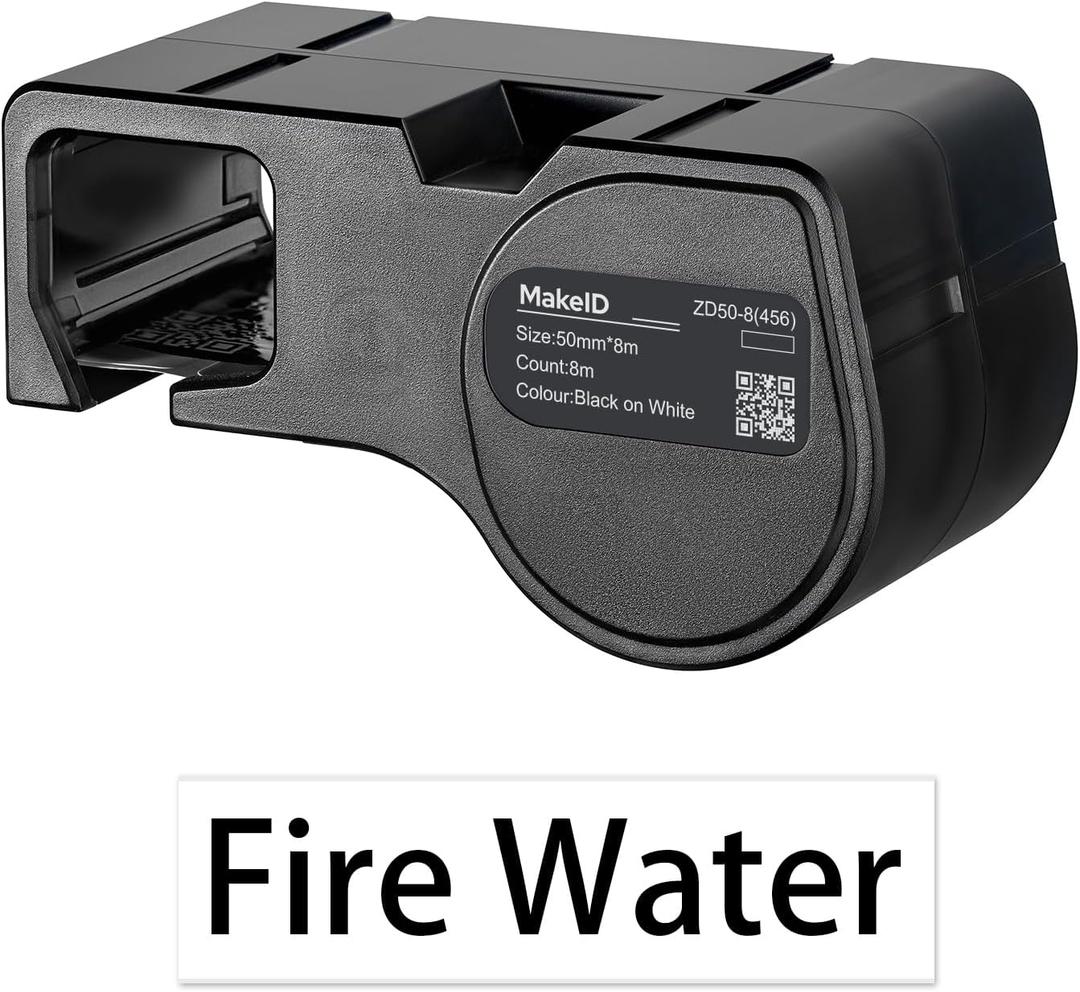 MakeID D50 All-Weather PET Label Cartridge for Indoor/Outdoor Component and Equipment Labeling, Safety Identification, Asset Tracking, Electrical Labeling - for D50 Label Printer (1.97"W x 26.2ft L (Continuous), White)