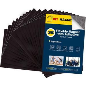 Magnetic Sheets With Adhesive Backing for 4x6" Pictures(Pack of 32),Adhesive Photo Magnets for Home/Classroom/Office,Magnets for Refrigerator