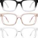 XVXV Reading Glasses for Women Men - Blue Light Blocking Readers Oversize Oprah Square Anti Glare/Eyestrain Spring Hinge (Mix5)