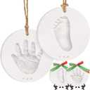 Baby Hand and Footprint Kit Girls, Boys - Personalized Babys First Christmas Ornament Kit, Newborn Christmas Gifts for New Mom, Cute Shower Gifts,Easy to Use Handprint Ornaments(Multi-Colored Paint)