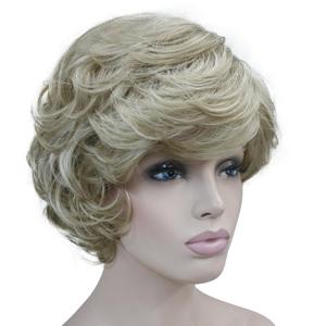Lydell Women's Short Curly Wavy Wig Synthetic Hair Full Wig 6 inches (L16-613 Blonde with Highlights)
